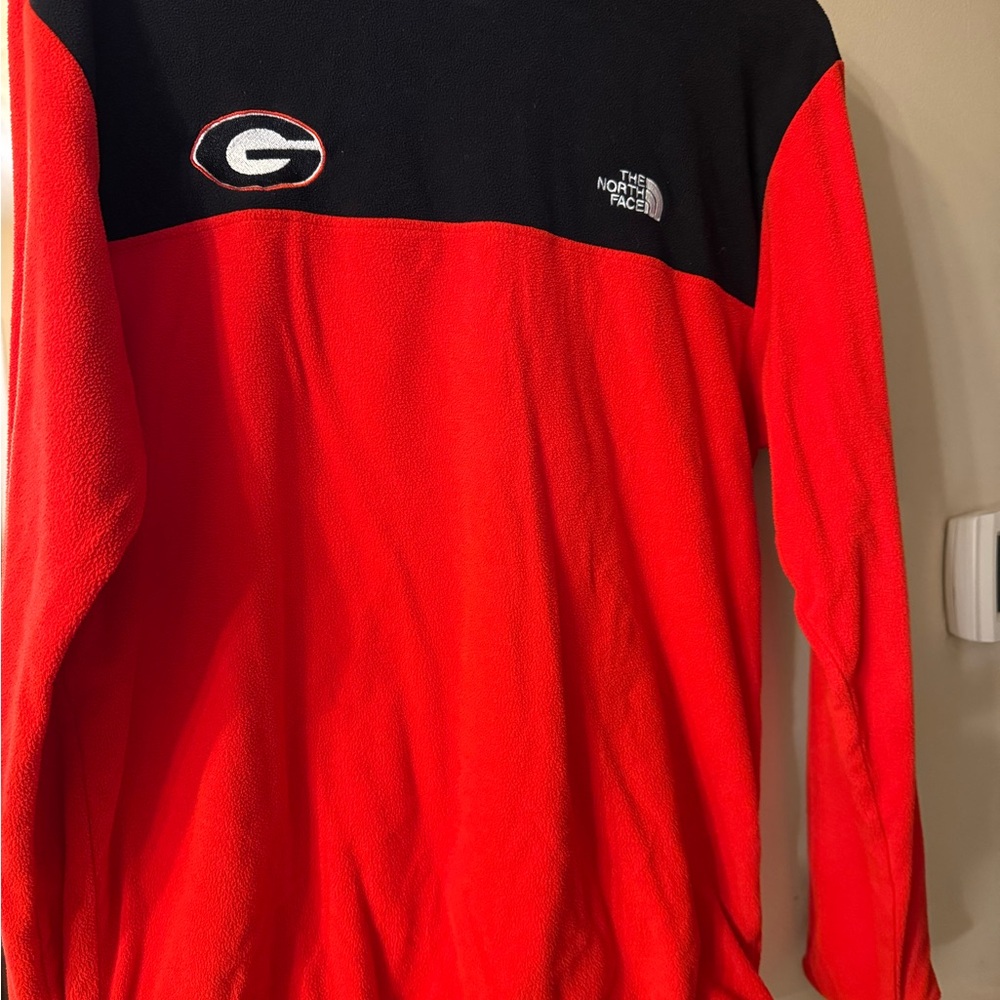 The North Face X UGA Red and Black Fleece Pullover